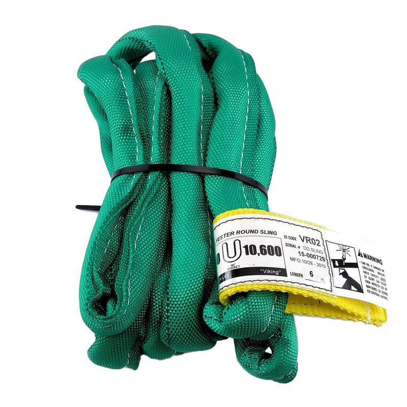 Chenango Supply VR2 Green Round Sling, 6 ft â€“ USA Made, 5,300 lb Vertical, 4,240 lb Choker, 10,600 lb Basket â€“ Double-Ply Cover Endless Poly Rigging Sling for Lifting & Material Handling - Image 1